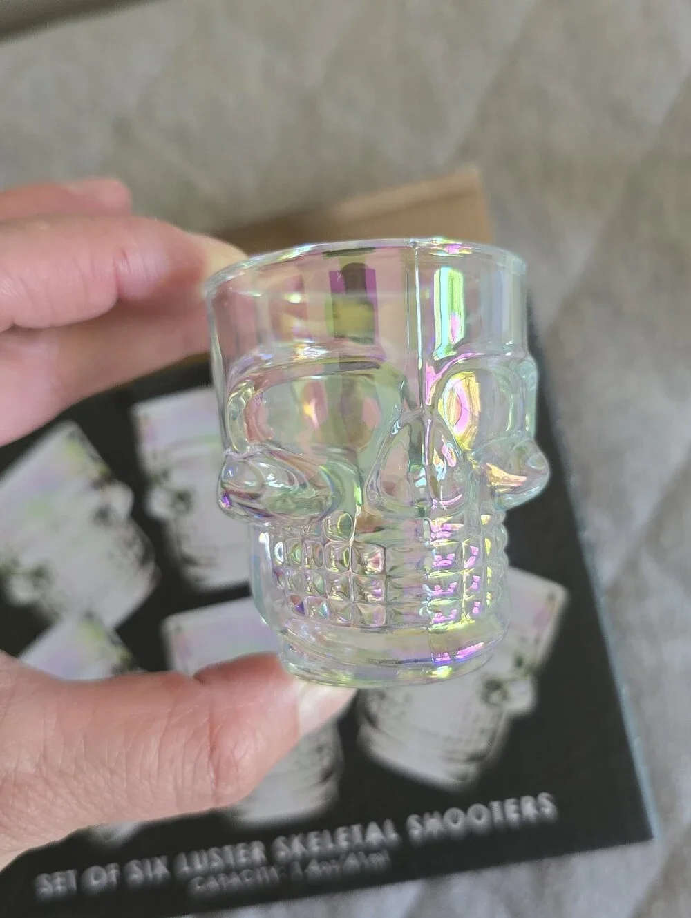 Set of 6 Luster Skeletal Shooters Iridescent New Skull Shot Glass